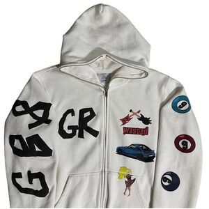 RARE Large Juice Wrld Goodbye Good Riddance Anniversary White Hoodie Full Zip